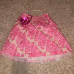 Girls J crew cuts pink and white skirt 18’ long